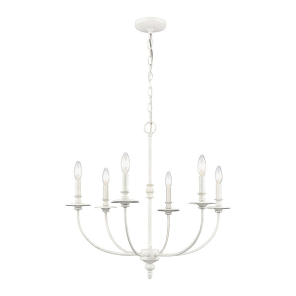 Atlas Hartford 6-Light Chandelier - Timeless Elegance with Minimalist Design for Modern Interiors Farmhouse White 25'' CL11199-WH