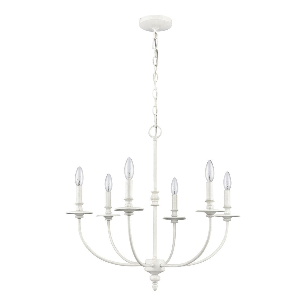 Atlas Hartford 6-Light Chandelier - Timeless Elegance with Minimalist Design for Modern Interiors Farmhouse White 25'' CL11199-WH