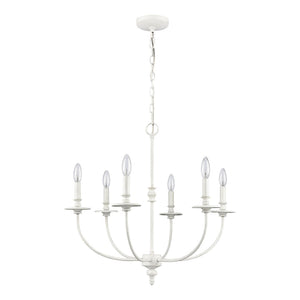 Atlas Hartford 6-Light Chandelier - Timeless Elegance with Minimalist Design for Modern Interiors Farmhouse White 25'' CL11199-WH