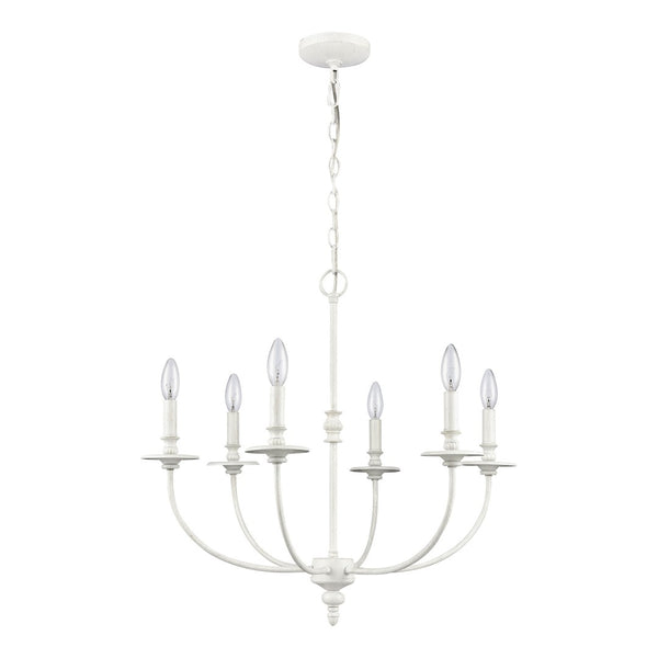 Atlas Hartford 6-Light Chandelier - Timeless Elegance with Minimalist Design for Modern Interiors Farmhouse White 25'' CL11199-WH