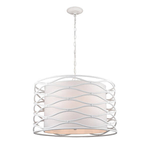 Atlas Hillcrest 24" Wide 4-Light Chandelier - Stylish Fabric & Lattice Design for Modern Interiors CL11202-WH