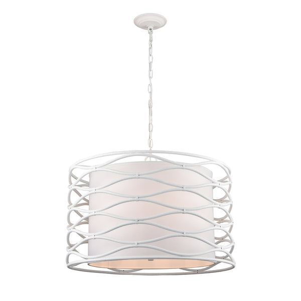 Atlas Hillcrest 24" Wide 4-Light Chandelier - Stylish Fabric & Lattice Design for Modern Interiors CL11202-WH