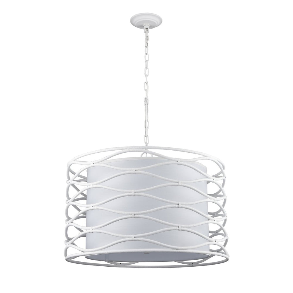 Atlas Hillcrest 24" Wide 4-Light Chandelier - Stylish Fabric & Lattice Design for Modern Interiors CL11202-WH