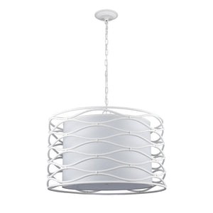 Atlas Hillcrest 24" Wide 4-Light Chandelier - Stylish Fabric & Lattice Design for Modern Interiors CL11202-WH