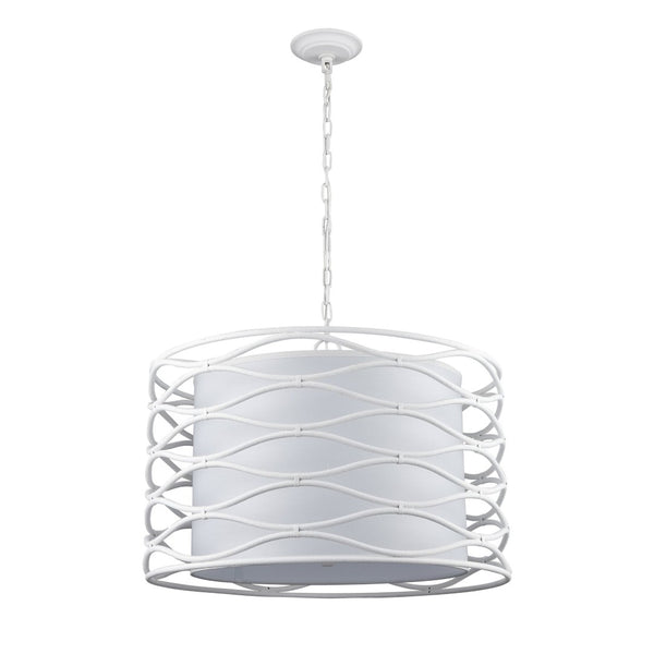 Atlas Hillcrest 24" Wide 4-Light Chandelier - Stylish Fabric & Lattice Design for Modern Interiors CL11202-WH