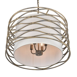 Atlas Hillcrest 24" Wide 4-Light Chandelier - Stylish Fabric & Lattice Design for Modern Interiors CL11202-WH