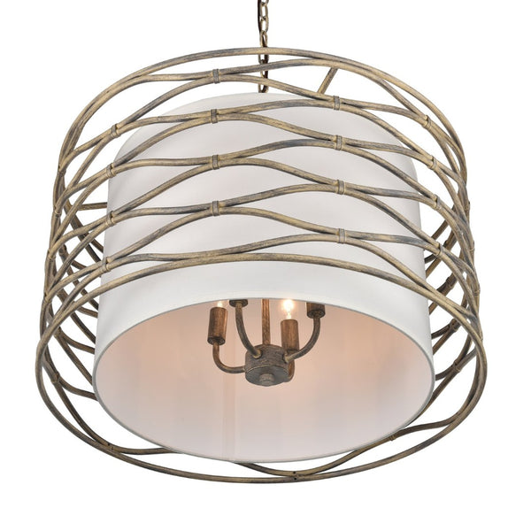 Atlas Hillcrest 24" Wide 4-Light Chandelier - Stylish Fabric & Lattice Design for Modern Interiors CL11202-WH
