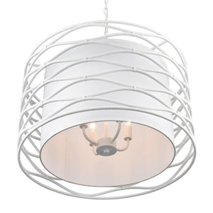 Atlas Hillcrest 24" Wide 4-Light Chandelier - Stylish Fabric & Lattice Design for Modern Interiors CL11202-WH