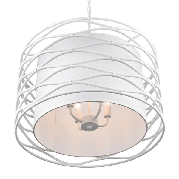 Atlas Hillcrest 24" Wide 4-Light Chandelier - Stylish Fabric & Lattice Design for Modern Interiors CL11202-WH