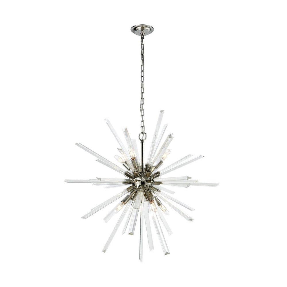 Atlas Ice Geist 33'' Wide 8-Light Chandelier - Polished Nickel Starburst Design for Modern Glam Spaces CL11203-NK