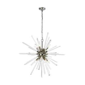 Atlas Ice Geist 33'' Wide 8-Light Chandelier - Polished Nickel Starburst Design for Modern Glam Spaces CL11203-NK