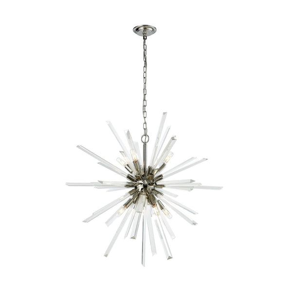 Atlas Ice Geist 33'' Wide 8-Light Chandelier - Polished Nickel Starburst Design for Modern Glam Spaces CL11203-NK