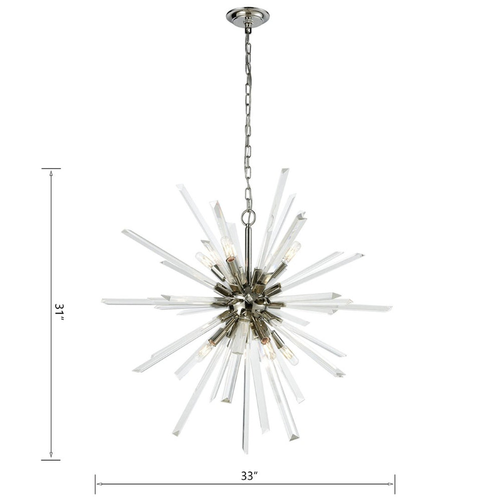Atlas Ice Geist 33'' Wide 8-Light Chandelier - Polished Nickel Starburst Design for Modern Glam Spaces CL11203-NK