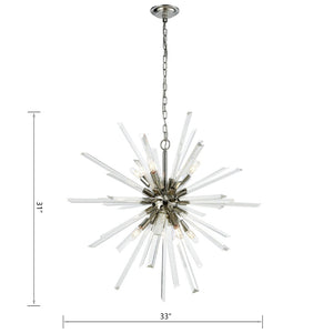Atlas Ice Geist 33'' Wide 8-Light Chandelier - Polished Nickel Starburst Design for Modern Glam Spaces CL11203-NK