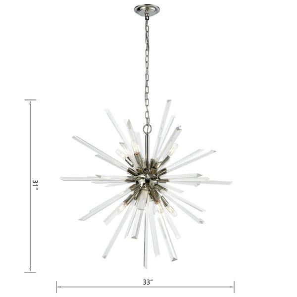 Atlas Ice Geist 33'' Wide 8-Light Chandelier - Polished Nickel Starburst Design for Modern Glam Spaces CL11203-NK