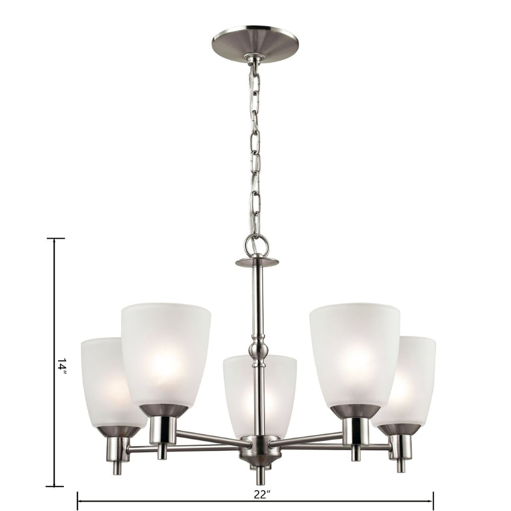 Atlas Jackson Contemporary 3-Light Chandelier with Frosted Tulip Glass Shades for Elegant Home Illumination Brushed Nickel CL11207-NK