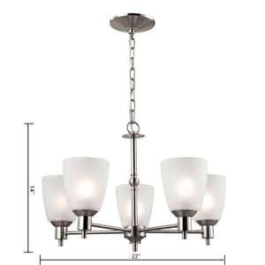 Atlas Jackson Contemporary 3-Light Chandelier with Frosted Tulip Glass Shades for Elegant Home Illumination Brushed Nickel CL11207-NK