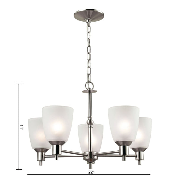 Atlas Jackson Contemporary 3-Light Chandelier with Frosted Tulip Glass Shades for Elegant Home Illumination Brushed Nickel CL11207-NK