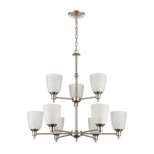 Atlas Jackson 29'' Wide 9-Light Chandelier - Modern Brushed Nickel with Frosted Glass Shades for Elegant Lighting CL11208-NK