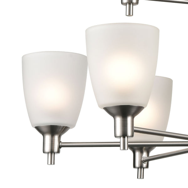 Atlas Jackson 29'' Wide 9-Light Chandelier - Modern Brushed Nickel with Frosted Glass Shades for Elegant Lighting CL11208-NK