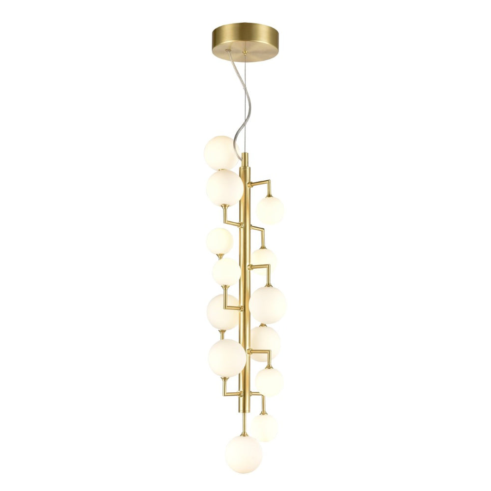 Atlas Keir 13-Light Chandelier - Glamorous Mid-Century Design in Gold with White Glass for Tall Spaces CL11210-GD