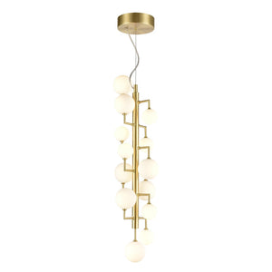 Atlas Keir 13-Light Chandelier - Glamorous Mid-Century Design in Gold with White Glass for Tall Spaces CL11210-GD