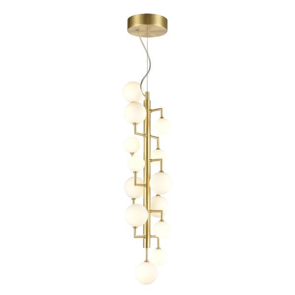 Atlas Keir 13-Light Chandelier - Glamorous Mid-Century Design in Gold with White Glass for Tall Spaces CL11210-GD