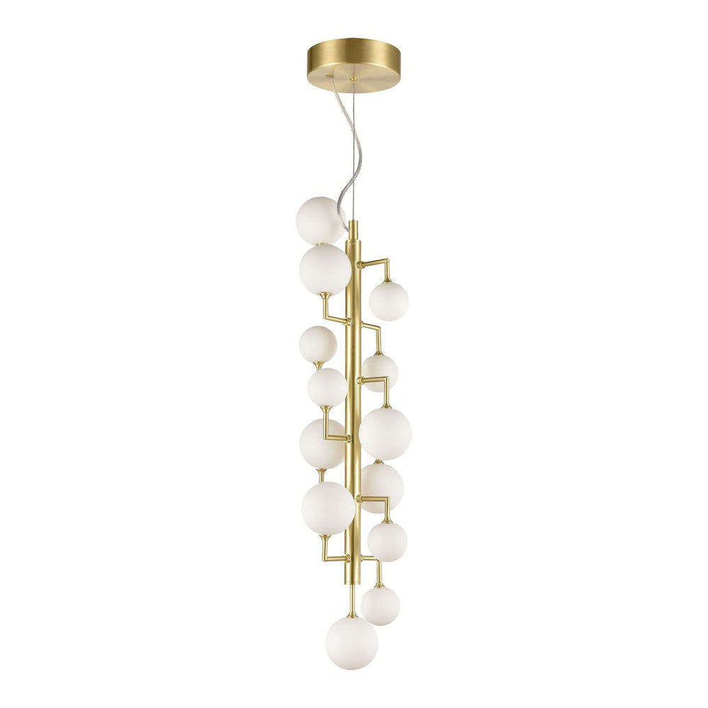 Atlas Keir 13-Light Chandelier - Glamorous Mid-Century Design in Gold with White Glass for Tall Spaces CL11210-GD