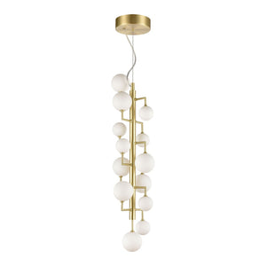 Atlas Keir 13-Light Chandelier - Glamorous Mid-Century Design in Gold with White Glass for Tall Spaces CL11210-GD