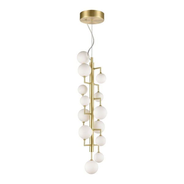 Atlas Keir 13-Light Chandelier - Glamorous Mid-Century Design in Gold with White Glass for Tall Spaces CL11210-GD