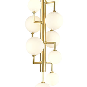 Atlas Keir 13-Light Chandelier - Glamorous Mid-Century Design in Gold with White Glass for Tall Spaces CL11210-GD