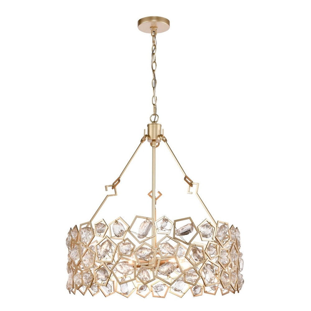 Atlas Levana 24" Wide 5-Light Chandelier - Glamorous Gold Fixture with Crystal Accents for Modern Spaces CL11218-GD