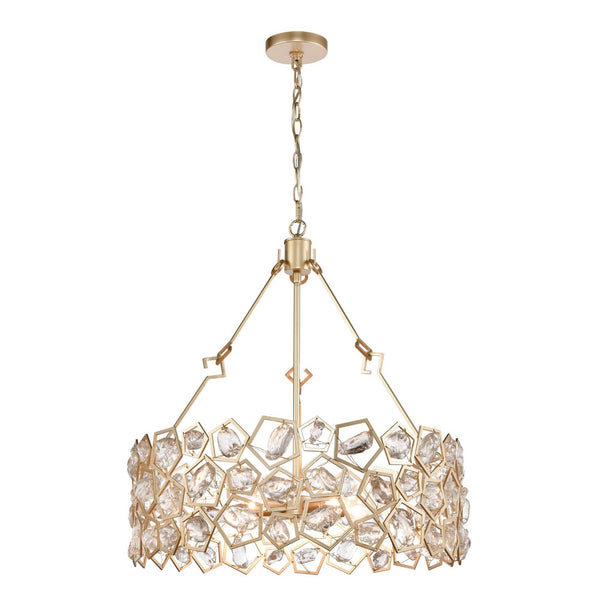 Atlas Levana 24" Wide 5-Light Chandelier - Glamorous Gold Fixture with Crystal Accents for Modern Spaces CL11218-GD