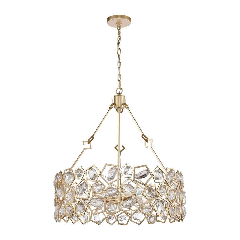 Atlas Levana 24" Wide 5-Light Chandelier - Glamorous Gold Fixture with Crystal Accents for Modern Spaces CL11218-GD