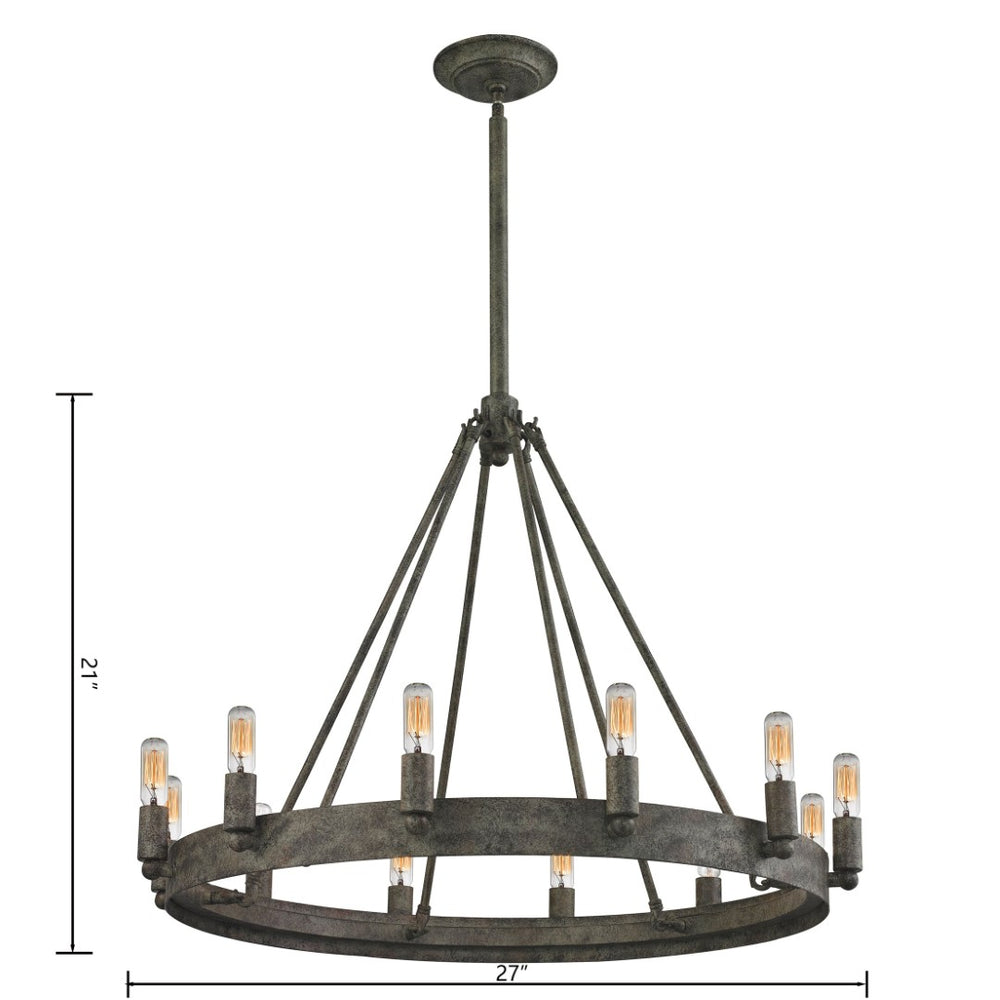 Atlas Lewisburg 27'' Wide 12-Light Chandelier in Malted Rust - Mediterranean Elegance for Your Home CL11219-GY