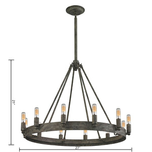 Atlas Lewisburg 27'' Wide 12-Light Chandelier in Malted Rust - Mediterranean Elegance for Your Home CL11219-GY