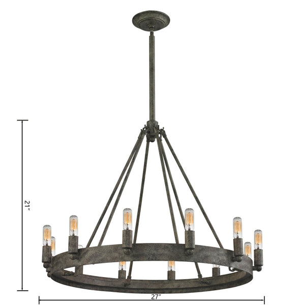 Atlas Lewisburg 27'' Wide 12-Light Chandelier in Malted Rust - Mediterranean Elegance for Your Home CL11219-GY