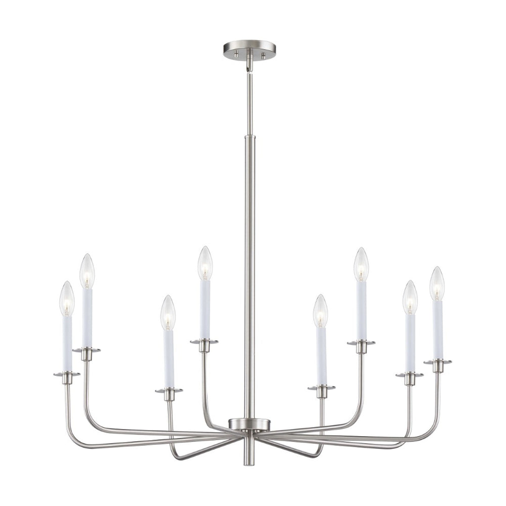 Atlas Lexington Green 8-Light Chandelier - Elegant Brushed Nickel Fixture for Modern Dining & Living Spaces CL11221-NK