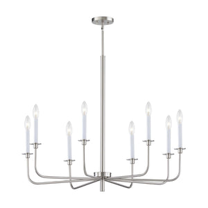 Atlas Lexington Green 8-Light Chandelier - Elegant Brushed Nickel Fixture for Modern Dining & Living Spaces CL11221-NK