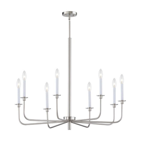Atlas Lexington Green 8-Light Chandelier - Elegant Brushed Nickel Fixture for Modern Dining & Living Spaces CL11221-NK