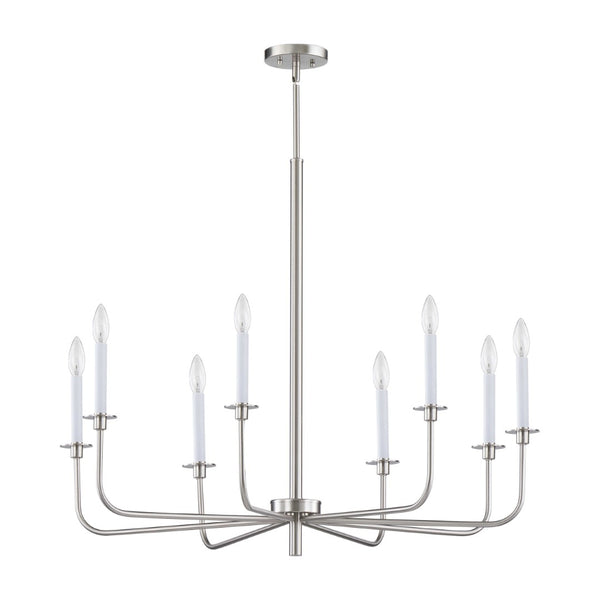 Atlas Lexington Green 8-Light Chandelier - Elegant Brushed Nickel Fixture for Modern Dining & Living Spaces CL11221-NK