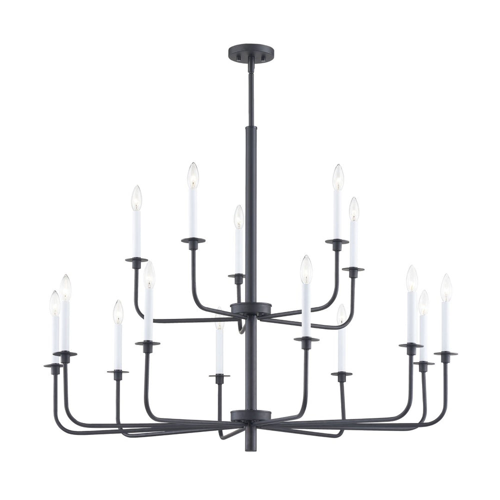 Atlas Lexington Green 46-Inch 15-Light Chandelier - Modern Minimalist Design for Dramatic Spaces Matte Black CL11223-BK