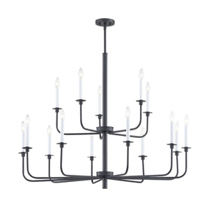 Atlas Lexington Green 46-Inch 15-Light Chandelier - Modern Minimalist Design for Dramatic Spaces Matte Black CL11223-BK