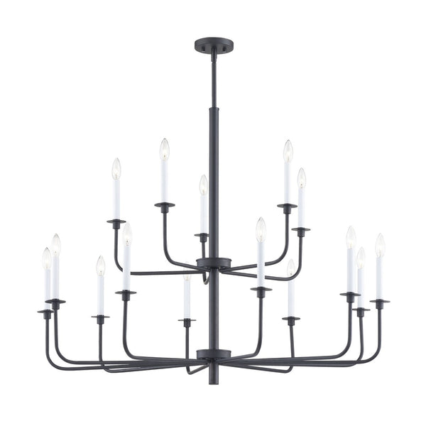 Atlas Lexington Green 46-Inch 15-Light Chandelier - Modern Minimalist Design for Dramatic Spaces Matte Black CL11223-BK