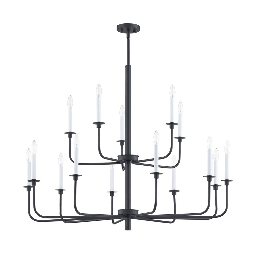 Atlas Lexington Green 46-Inch 15-Light Chandelier - Modern Minimalist Design for Dramatic Spaces Matte Black CL11223-BK