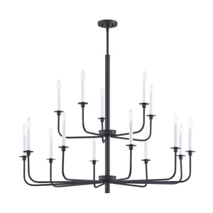 Atlas Lexington Green 46-Inch 15-Light Chandelier - Modern Minimalist Design for Dramatic Spaces Matte Black CL11223-BK