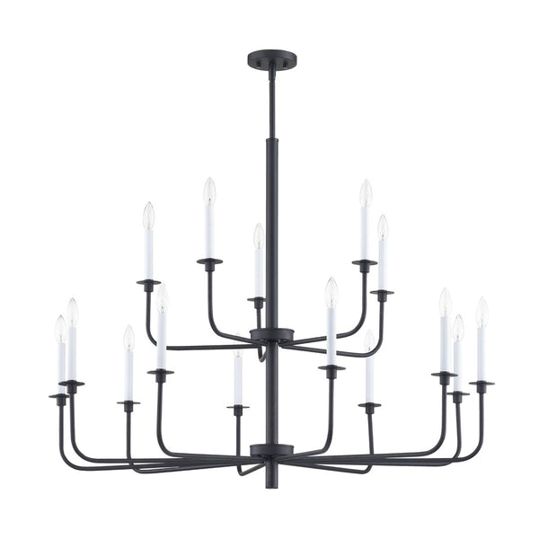 Atlas Lexington Green 46-Inch 15-Light Chandelier - Modern Minimalist Design for Dramatic Spaces Matte Black CL11223-BK