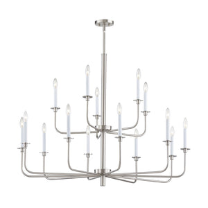 Atlas Lexington Green 46-Inch 15-Light Chandelier - Modern Minimalist Design for Dramatic Spaces Brushed Nickel CL11223-NK