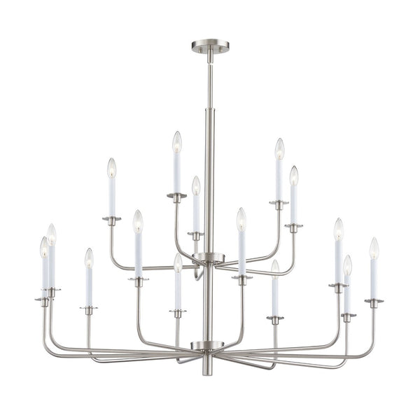 Atlas Lexington Green 46-Inch 15-Light Chandelier - Modern Minimalist Design for Dramatic Spaces Brushed Nickel CL11223-NK