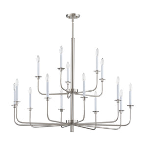 Atlas Lexington Green 46-Inch 15-Light Chandelier - Modern Minimalist Design for Dramatic Spaces Brushed Nickel CL11223-NK